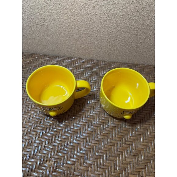 Vintage Yellow 3D Smiley Face Ceramic Mug Set Of 2 - Picture 4 of 7